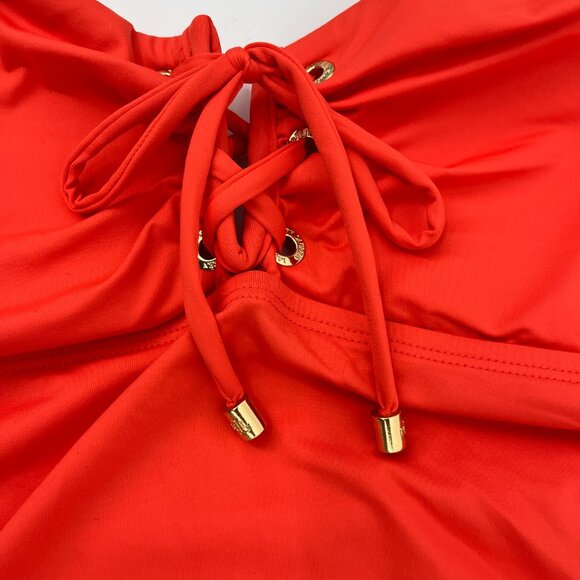 LAUREN Ralph Lauren Lace-Up Tubini Top & Hipster Bikini Bottoms Set Sunset 16 - Picture 5 of 10